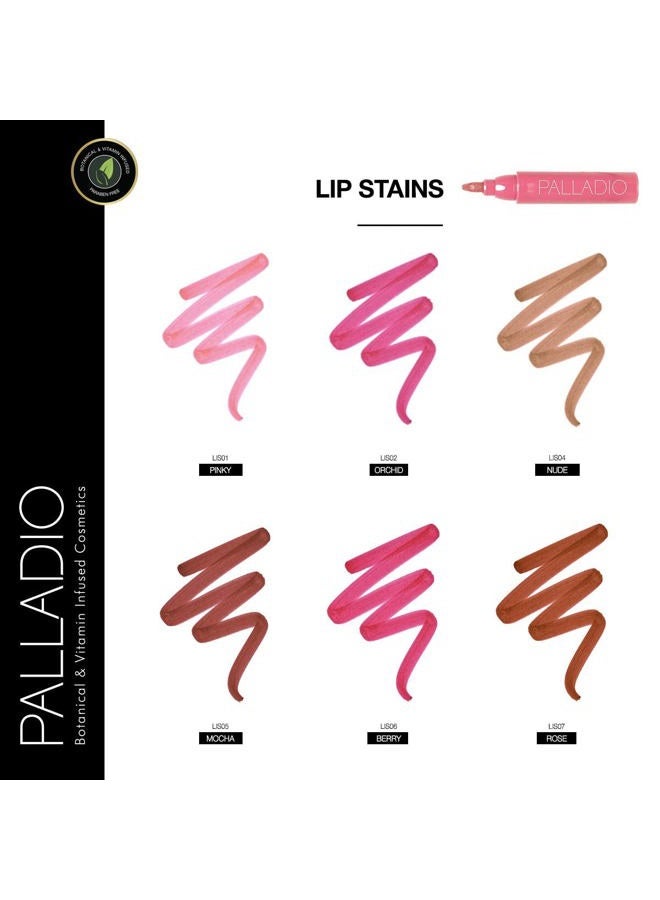 PALLADIO صبغة شفاه، تركيبة مرطبة ومقاومة للماء، مظهر لون غير لامع، لون شفاه يدوم طوال اليوم، مقاومة للتلطخ، طرف دقيق على شكل إزميل، وردي - Image 5