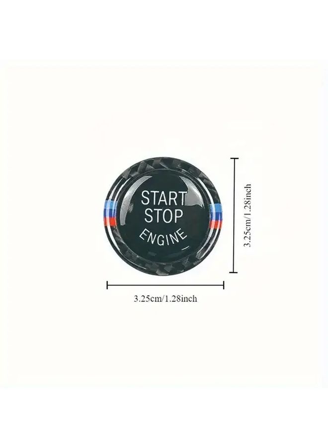 Carbon Fiber Engine Start Stop Button Cover Decorative Sticker Black Compatible With E90 E92 E93 320i Z4 X3 X5 X6 Fashionable Interior Upgrade Car Accessory - Image 2