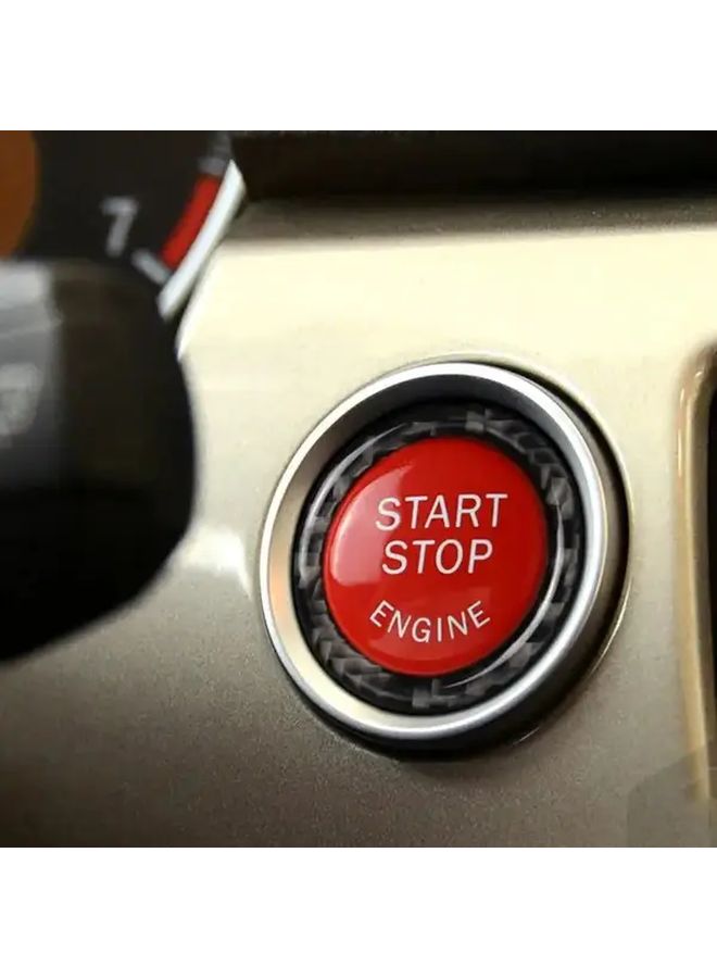 Carbon Fiber Engine Start Stop Button Cover Decorative Sticker Black Compatible With E90 E92 E93 320i Z4 X3 X5 X6 Fashionable Interior Upgrade Car Accessory - Image 4