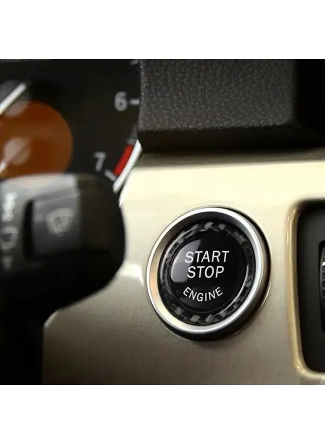 Carbon Fiber Engine Start Stop Button Cover Decorative Sticker Black Compatible With E90 E92 E93 320i Z4 X3 X5 X6 Fashionable Interior Upgrade Car Accessory - Image 3