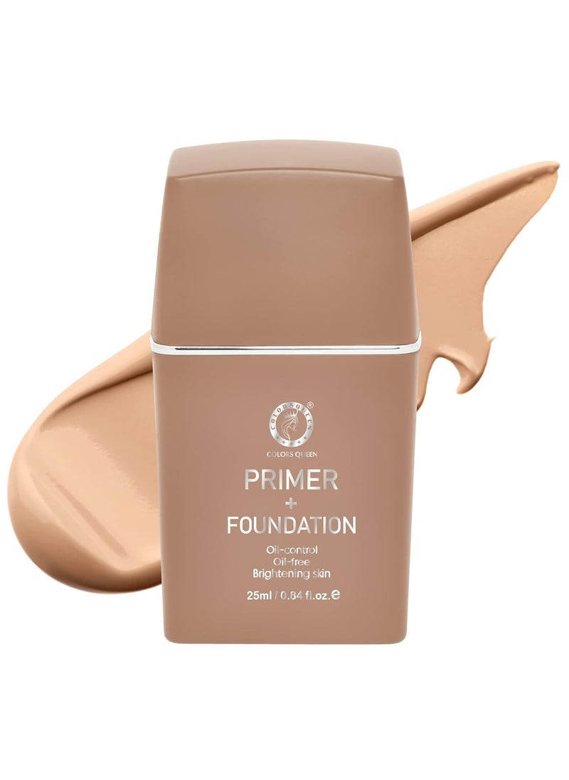 COLORS QUEEN QUEEN Oil Control Oil Free Primer Foundation Natural Brightening Skin Waterproof Long Lasting Non Sticky Matte Finish Liquid Oily Skin 03  Nude Beige  - Image 1