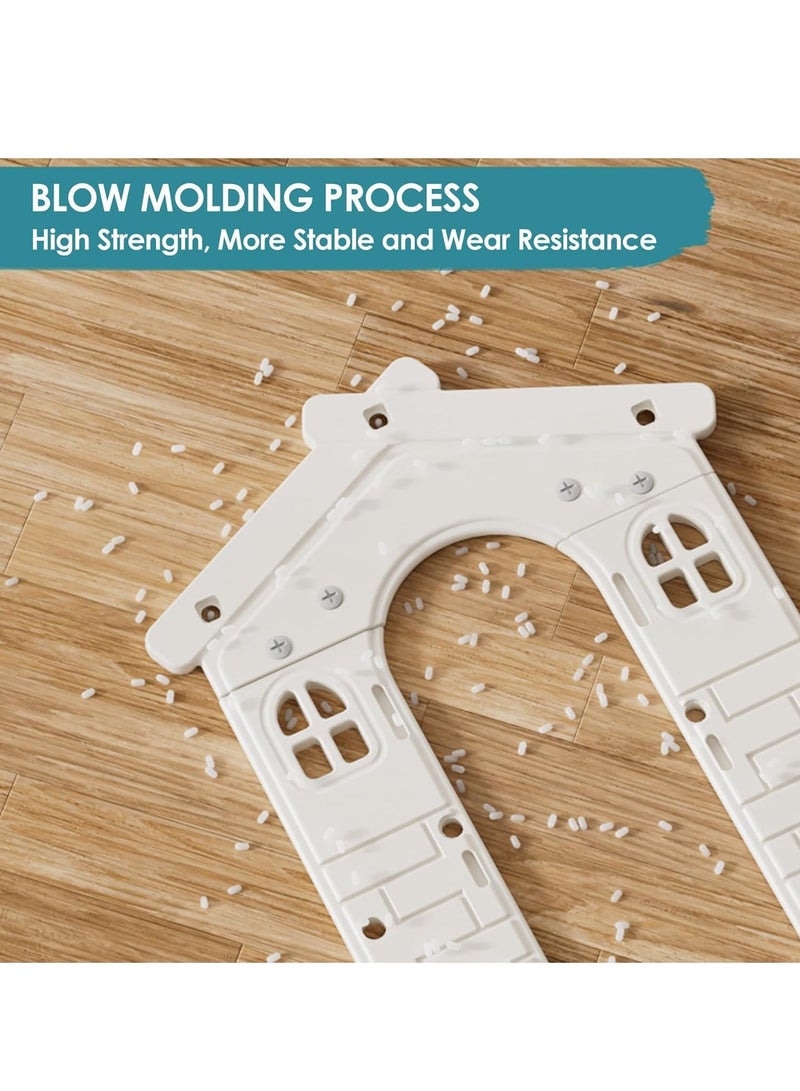 XiuWoo Kids Playhouse Kids Pretend Play Toys Set, Indoor Playhouse for Toddlers Aged 1-3, with Windows, Door Curtains and Foldable Stand and Play Platform Beige Grey - Image 5