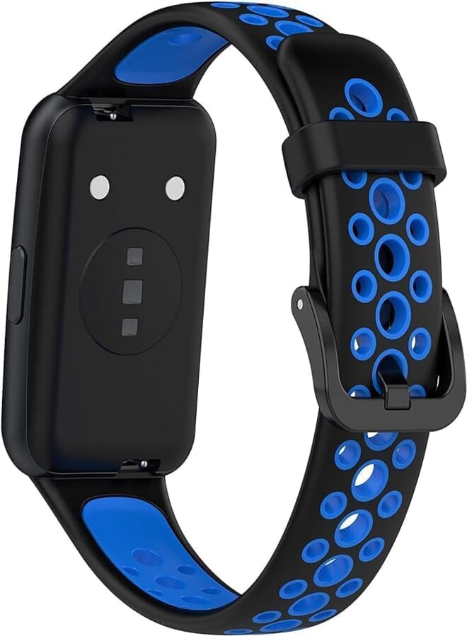 Next store Sport Band Compatible with Huawei Band 7 / Honor Band 7, Lightweight Silicone Sweatproof Strap (Black " Blue)