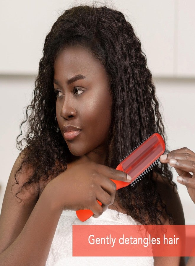 Allegro Combs ScalpCaress Hair Brushes For Women Mens Brush Children Detangler Brush For Curly Hair Curly Hair Brush Slick Back Hair Brush (Red, Large) - Image 5