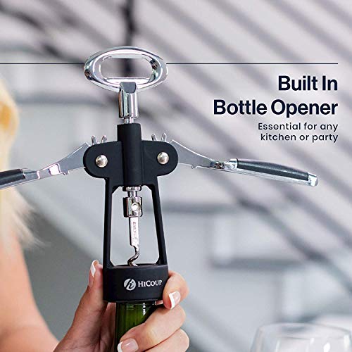 HiCoup Kitchenware HiCoup Wine Opener - Wing Corkscrew Beer and Wine Bottle Opener w/Winged Grip and Stopper - Easy to Use - Image 4