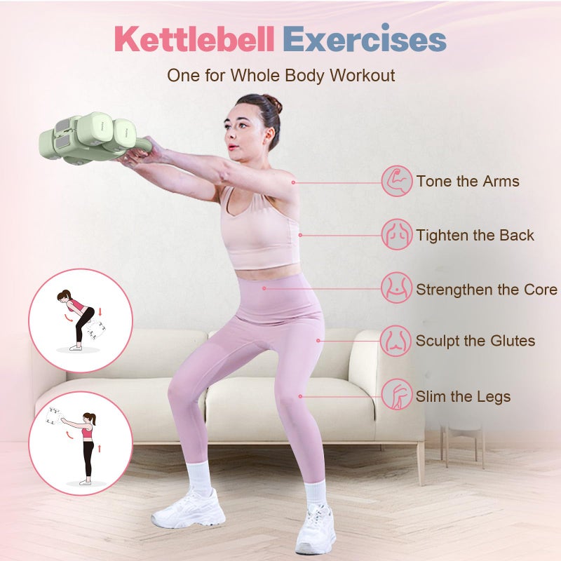 kisnbld Adjustable Dumbbell Set of 2, 2 in 1 Free Weights Dumbbells & Kettlebell Set for Women with Fast Adjustment, Each 2lb 3lb 4lb 5lb Hand Weights Set for Home Gym & Outdoor Exercise Training - Image 5