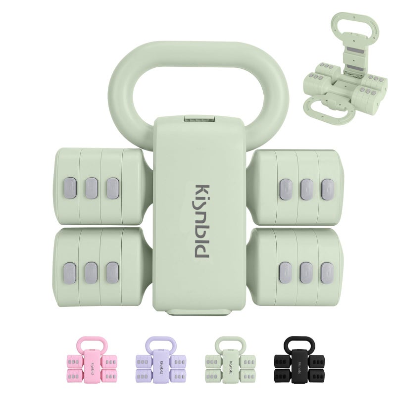 kisnbld Adjustable Dumbbell Set of 2, 2 in 1 Free Weights Dumbbells & Kettlebell Set for Women with Fast Adjustment, Each 2lb 3lb 4lb 5lb Hand Weights Set for Home Gym & Outdoor Exercise Training - Image 1