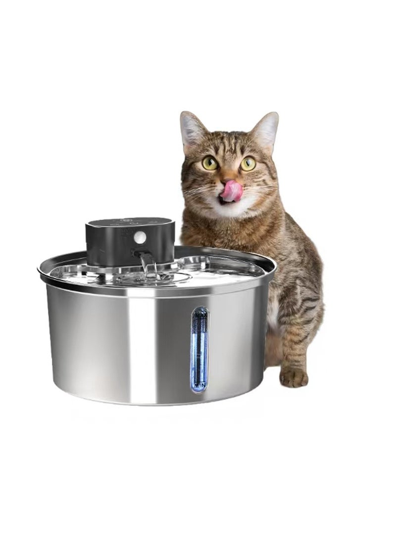 كيدل نافورة مياه أوتوماتيكية من الفولاذ المقاوم للصدأ للقطط وموزع مياه للقطط ونافورة شرب للقطط والكلاب والحيوانات الأليفة الأخرى - Image 1
