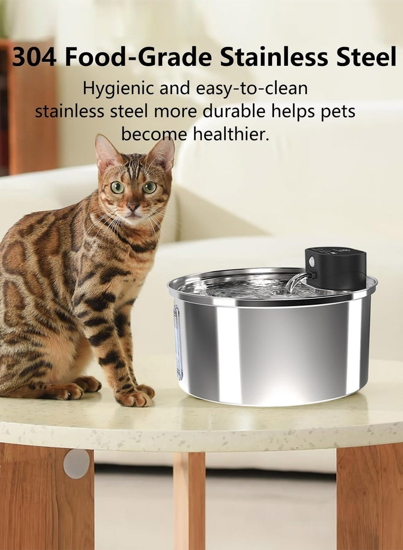 كيدل نافورة مياه أوتوماتيكية من الفولاذ المقاوم للصدأ للقطط وموزع مياه للقطط ونافورة شرب للقطط والكلاب والحيوانات الأليفة الأخرى - Image 3