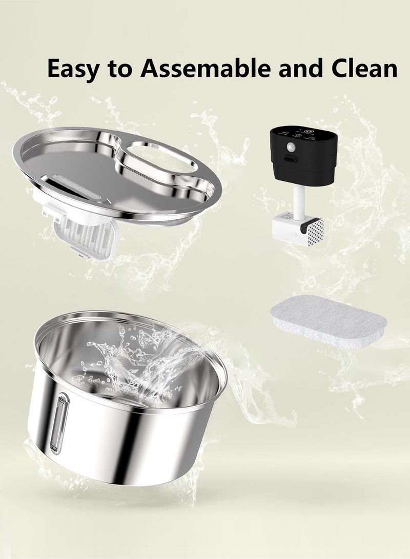 كيدل نافورة مياه أوتوماتيكية من الفولاذ المقاوم للصدأ للقطط وموزع مياه للقطط ونافورة شرب للقطط والكلاب والحيوانات الأليفة الأخرى - Image 5