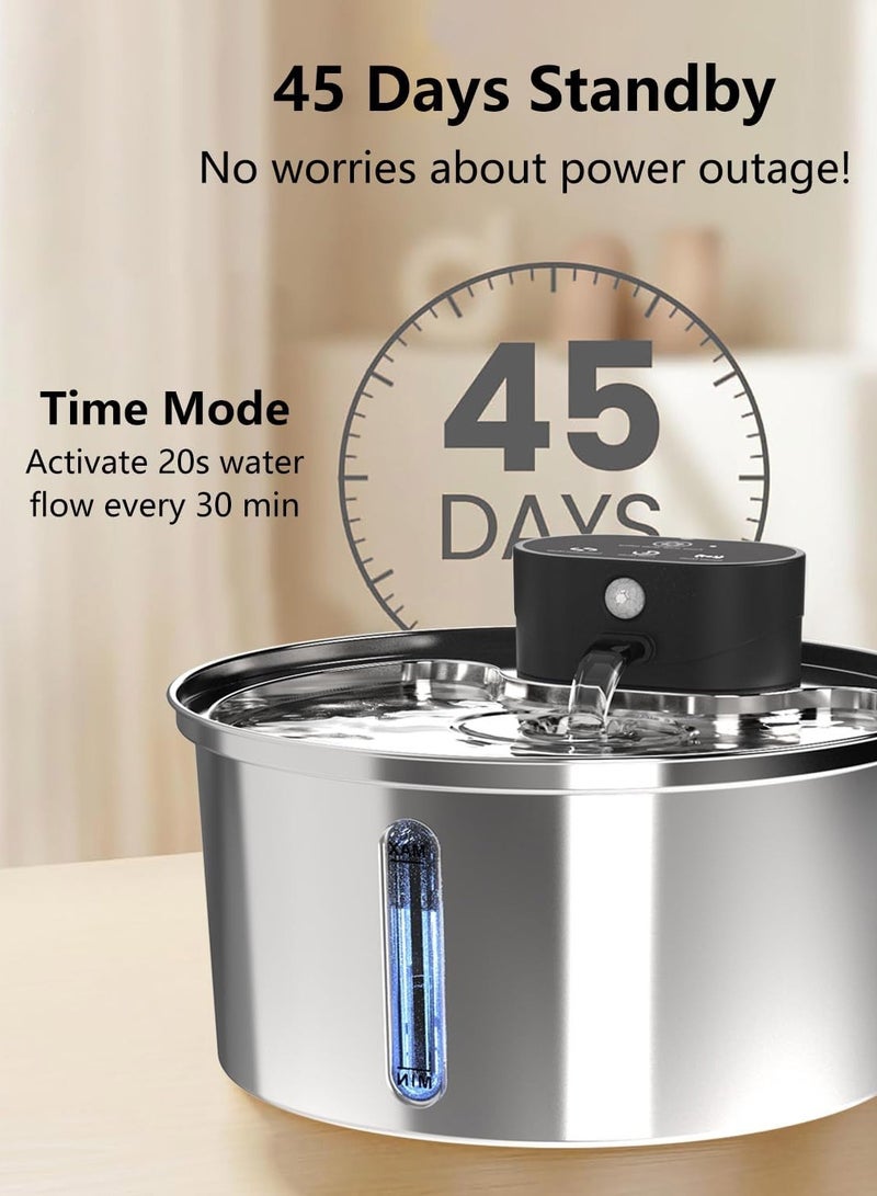 كيدل نافورة مياه أوتوماتيكية من الفولاذ المقاوم للصدأ للقطط وموزع مياه للقطط ونافورة شرب للقطط والكلاب والحيوانات الأليفة الأخرى - Image 2