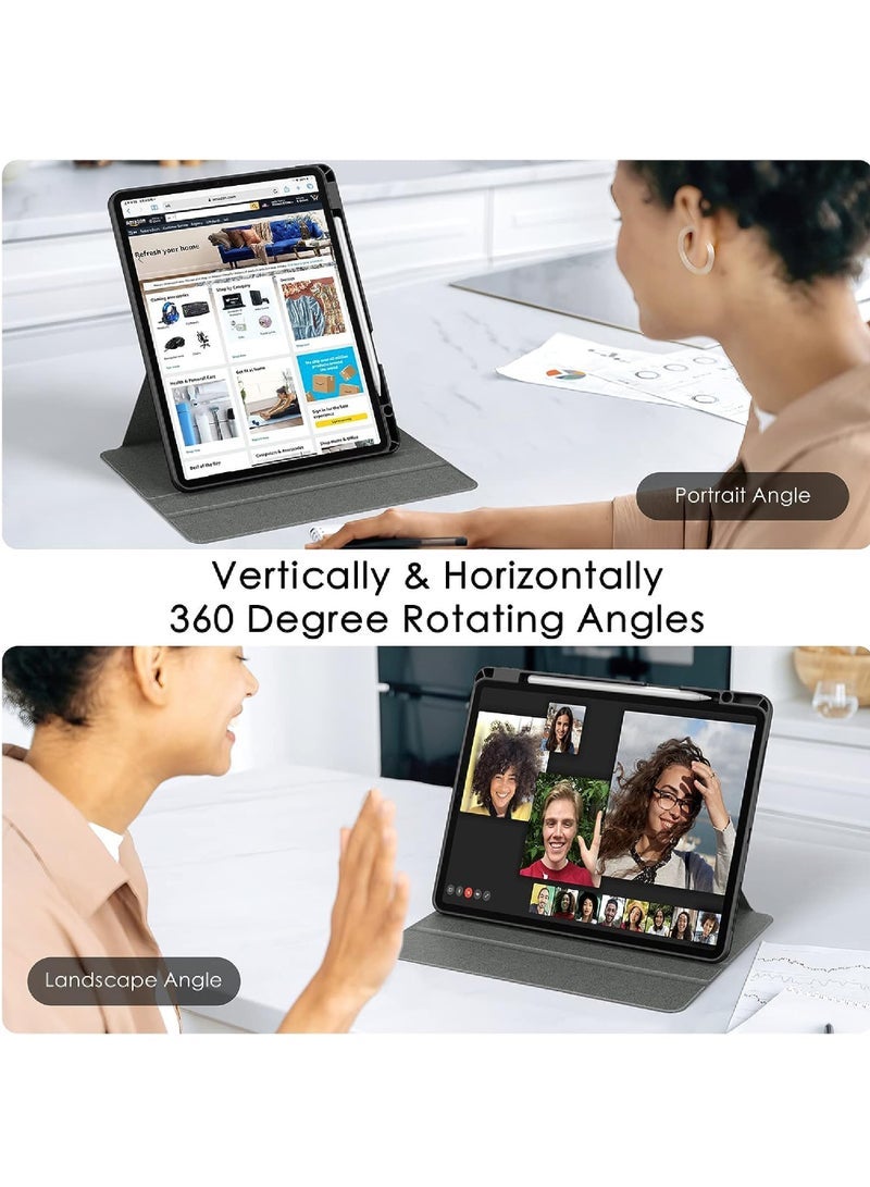 كابتن تيك Rotating Case for iPad Pro 11 Inch Case 4th/3rd/2nd/1st Generation 2022/2021/2020/2018 Magnetic Attachment 2nd Pencil with Right Side Pencil Holder Hard Transparent Cover Auto Wake/Sleep - Image 3
