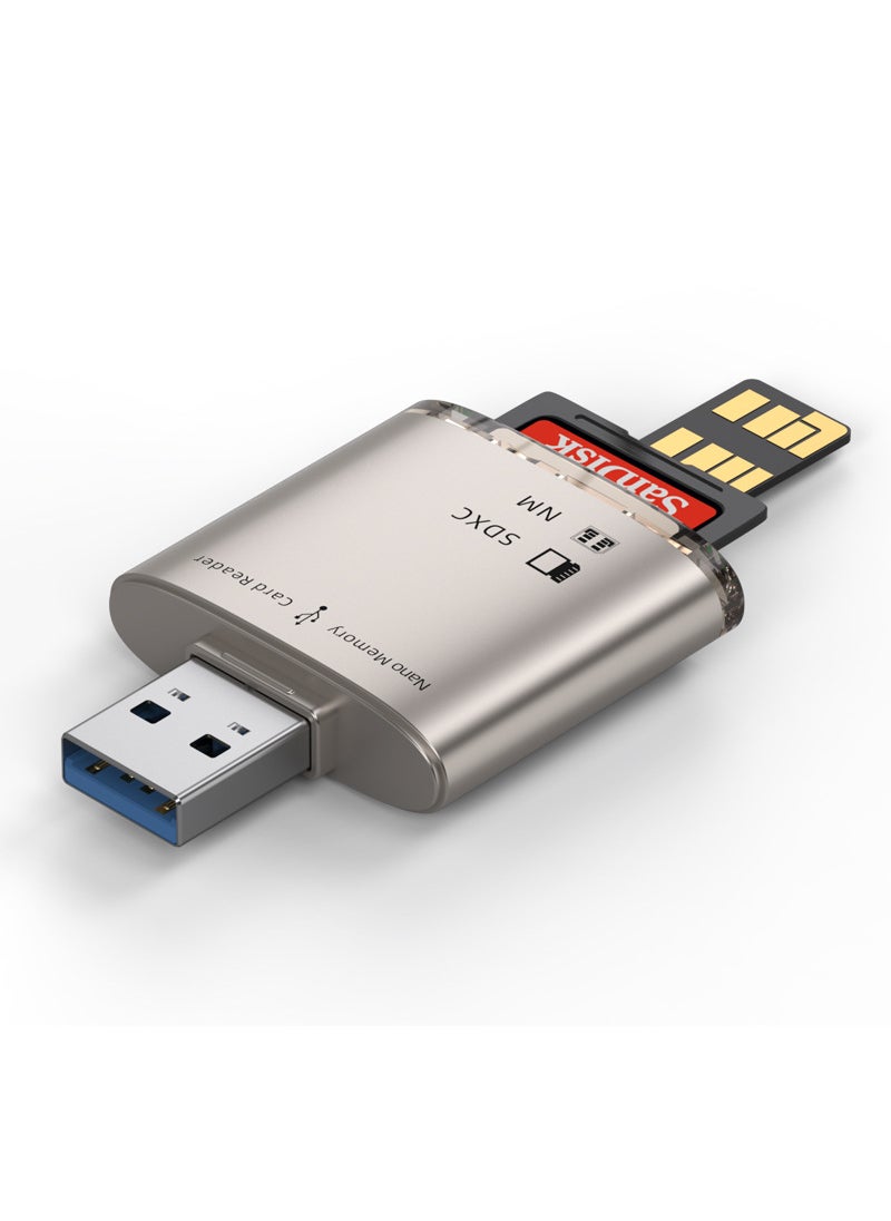 Generic - New style NM card reader multi-function USB computer SD dual card metal two-in-one card reader factory wholesale Black Universal Round [Read TF SD]] - Image 1