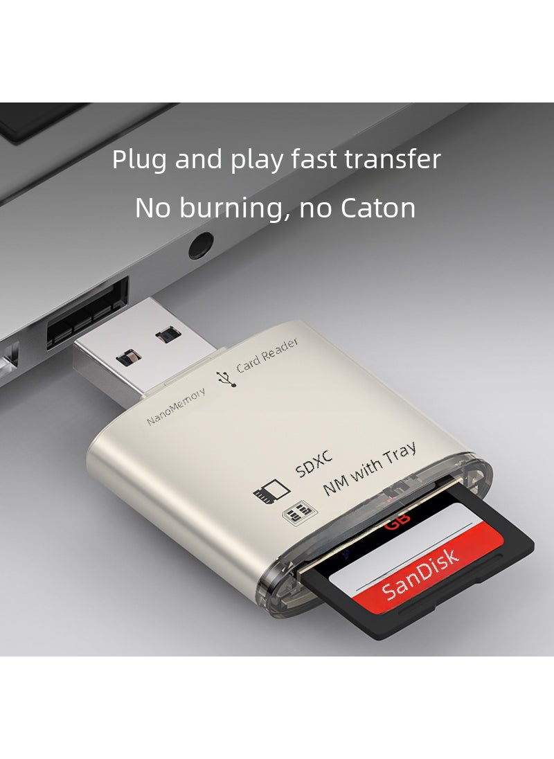 Generic - New style NM card reader multi-function USB computer SD dual card metal two-in-one card reader factory wholesale Black Universal Round [Read TF SD]] - Image 1