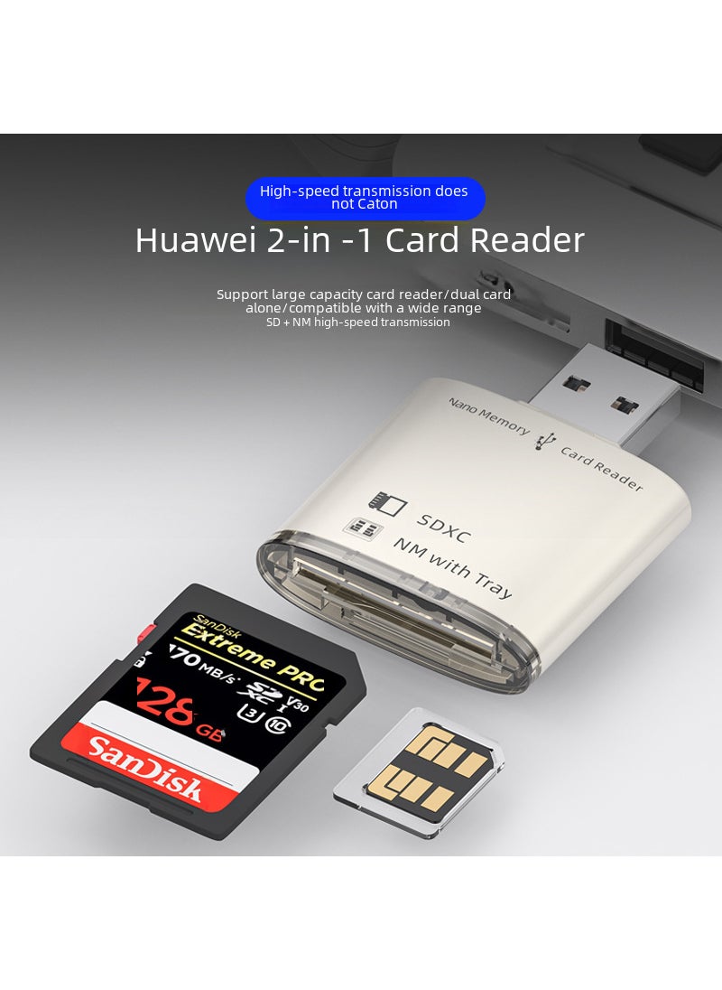 Generic - New style NM card reader multi-function USB computer SD dual card metal two-in-one card reader factory wholesale Black Universal Round [Read TF SD]] - Image 1
