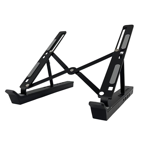 GEONIX 6 Angles Height Adjustable Foldable Laptop/Notebook Aluminium Alloy Stand with 2 Type C Interface and 3 USB A Interface (Black) - Image 1