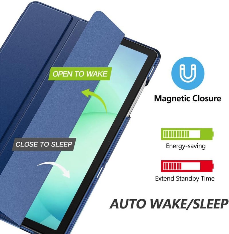 MoKo Case for Galaxy Tab A9 Plus 11 inch 2023, Slim Stand Protective Smart Cover with Hard PC Translucent Back Shell for Tab A9 Plus Tablet (SM-X210/X216/X218), Auto Wake/Sleep, Navy Blue - Image 4