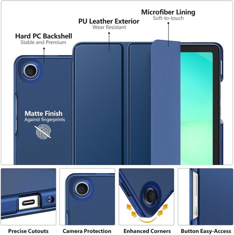 MoKo Case for Galaxy Tab A9 Plus 11 inch 2023, Slim Stand Protective Smart Cover with Hard PC Translucent Back Shell for Tab A9 Plus Tablet (SM-X210/X216/X218), Auto Wake/Sleep, Navy Blue - Image 3