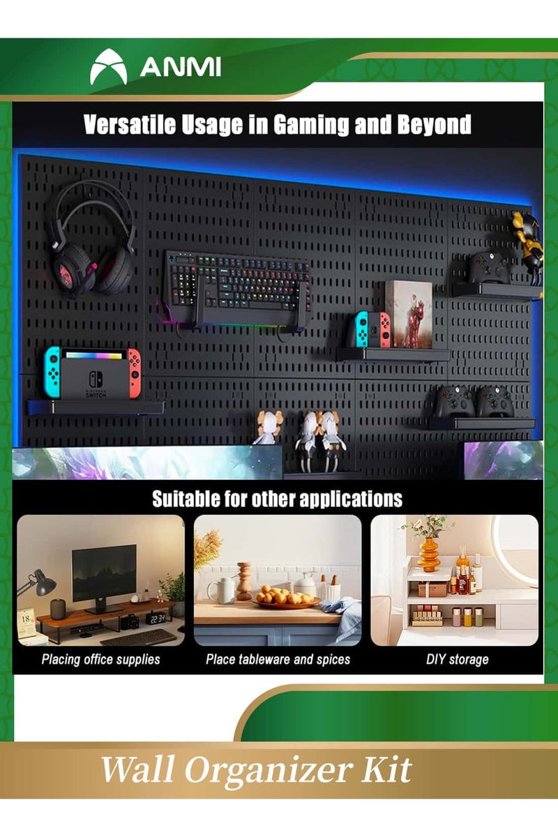Anmi Pegboard Combination Kit, 4 Pegboards and 19 Accessories Modular Hanging, Wall Pegboard for Live Room, Gaming Room, Craft Room, Work Place - Image 2