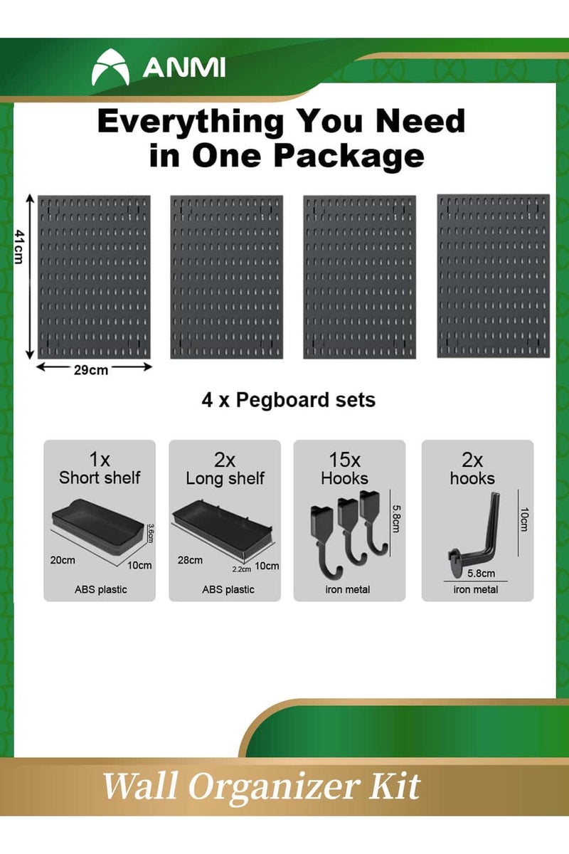 Anmi Pegboard Combination Kit, 4 Pegboards and 19 Accessories Modular Hanging, Wall Pegboard for Live Room, Gaming Room, Craft Room, Work Place - Image 3