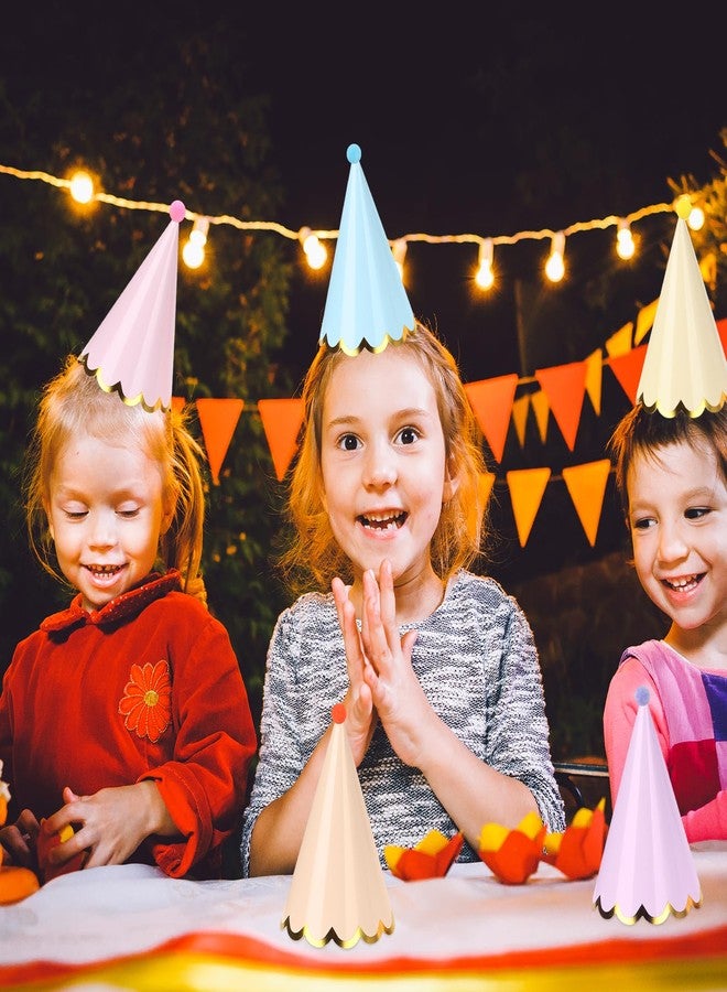 HEYTIMI 60 PCS Pastel Birthday Party Hats Rainbow Themed Paper Cone Hats with Pom Poms & Elastic Cord for Kids and Adults Birthday, Baby Shower, Bridal Shower, Photo Props Party Decorations - Image 5