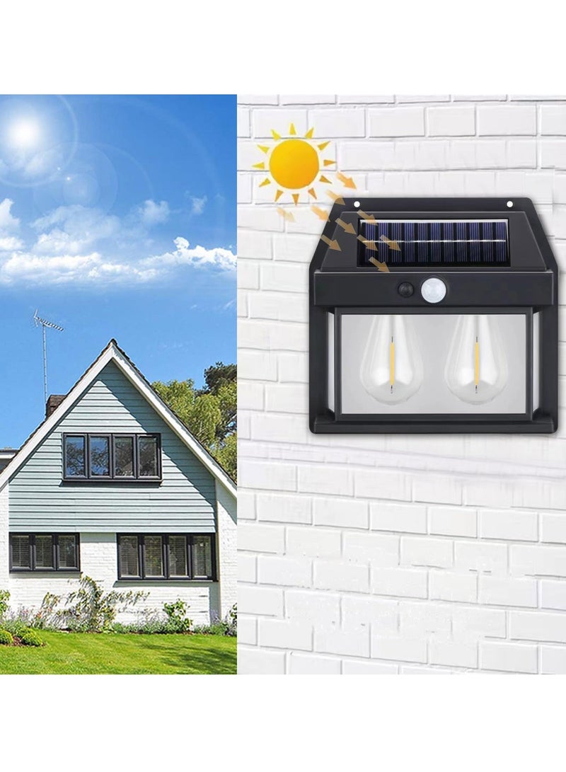 ELTRAZONE Outdoor Solar Dual Core Warm Light Wall Lamp – Wireless Dusk to Dawn Motion Sensor LED Sconce Lights (IP65 Waterproof)  - Image 1