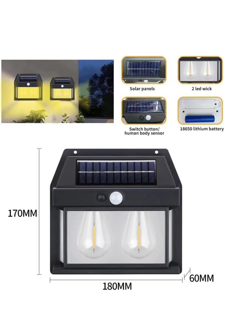 ELTRAZONE Outdoor Solar Dual Core Warm Light Wall Lamp – Wireless Dusk to Dawn Motion Sensor LED Sconce Lights (IP65 Waterproof)  - Image 5