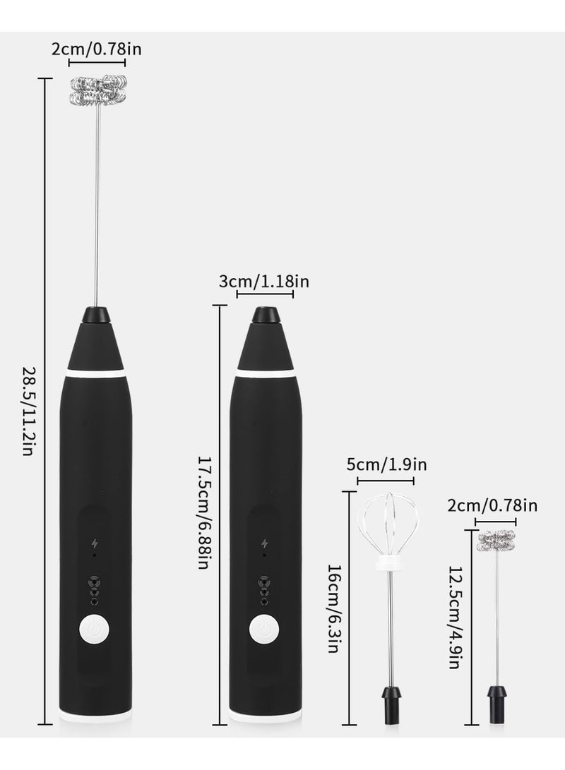 هياس خفاقة حليب احترافية بمضرب مزدوج - قابلة لإعادة الشحن عبر منفذ USB-B، صانعة رغوة يدوية بثلاث سرعات - منخفضة الضوضاء وسهلة الحمل لتحضير اللاتيه، الكابتشينو، الماتشا، الشوكولاتة الساخنة، والخبز - Image 2