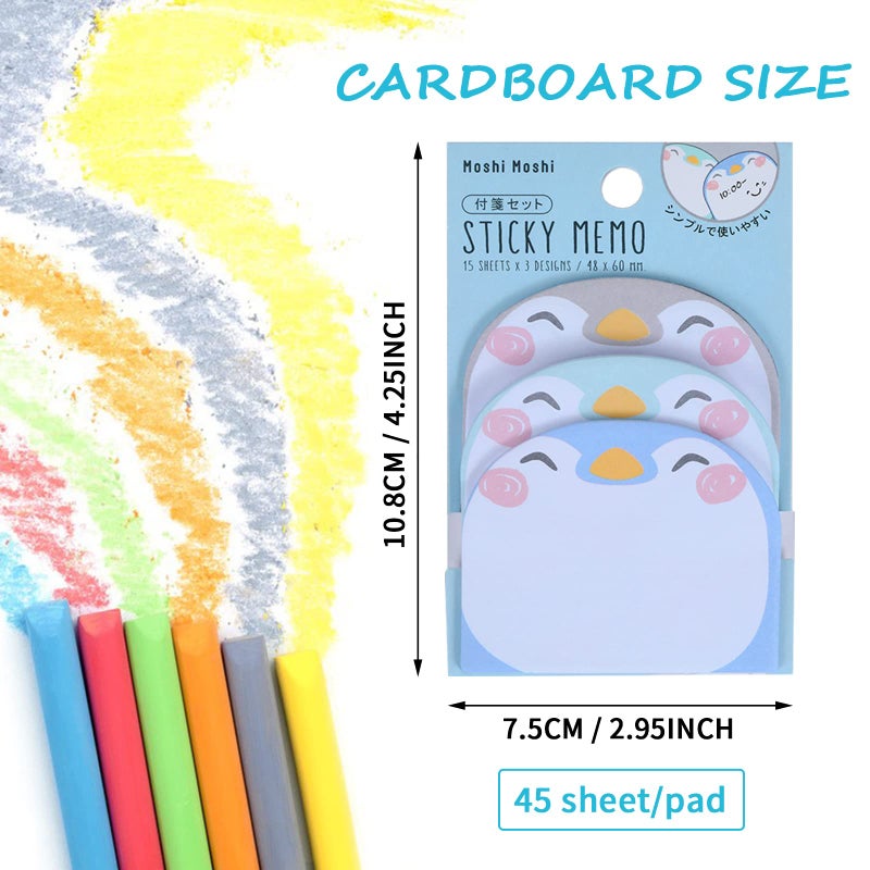 Molain Cute Sticky Notes, 6 Pack Cartoon Sticky Notes Animals Shape Markers Flags Self-Stick Memo Pads Students Home Office Roommates Gifts Tab Supplies 270 Sheets - Image 2