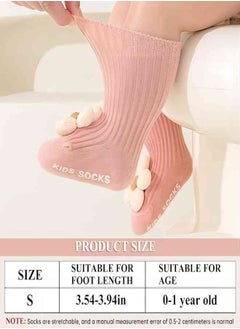 iMissiu 4Pairs Toddler Non Slip Socks with Grips Flower Anti Skid Crew Infants Baby Boy Girl Socks  - Image 5
