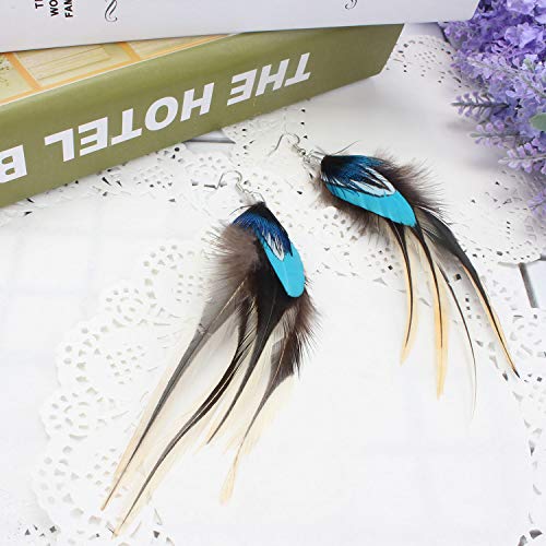 KISSPAT Feather Earrings Handmade Natural Lightweight Long Feather Dangle Earrings for Women - Image 4