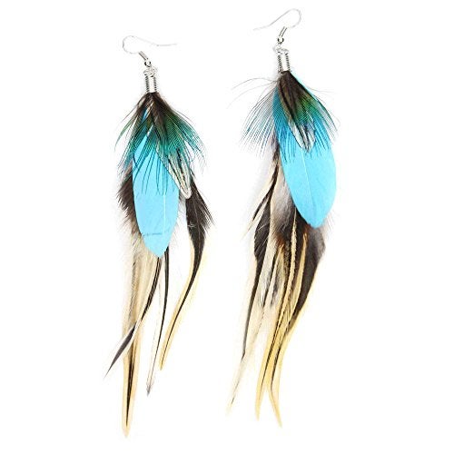 KISSPAT Feather Earrings Handmade Natural Lightweight Long Feather Dangle Earrings for Women - Image 1