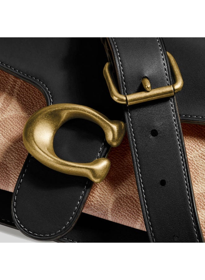 coachoutlet Coach Tabby Shoulder Bag 26 in Signature Canvas Tan Black with Leather Trim – 91215 - Image 3
