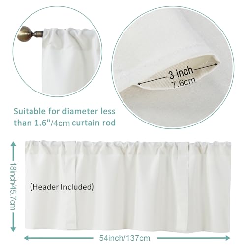 Home Queen Tie Up Curtain Valance Window Treatment for Living Room, Adjustable Balloon Rod Pocket Drape Valence, Set of 1, 54 X 18 Inch, White - Image 4