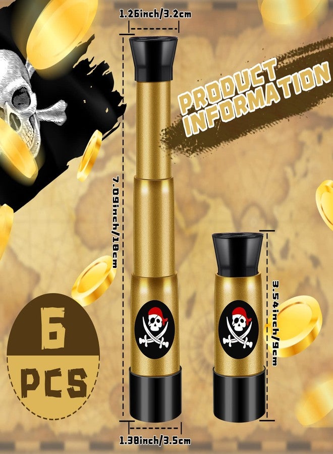 Zubebe 6 Pcs Plastic Pirate Telescopes for Kids Adjustable Mini Pirate Spyglass for Birthday Cosplay Party Supplies Costume Decoration(Bronze) - Image 2