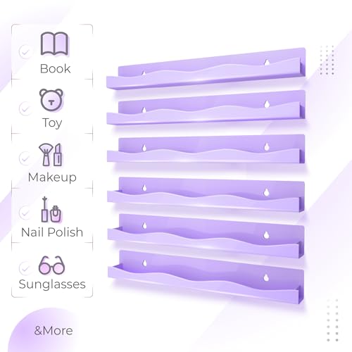 YMVV 6 Pack Nail Polish Wall Mounted Shelf15 Inch Nail Polish Floating Shelves for 6690 Bottles MultiPurposeIdeal Gift Great Display for Salons RetailersPurple - Image 3