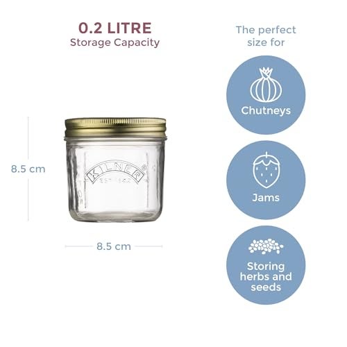 Kilner Premium 200ml Wide Mouth Airtight Leakproof Preservative Glass Jar with Screw Lids for Storing and Preserving | Dishwasher Safe, Transparent, Reusable, BPA Free - Image 2