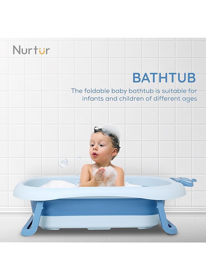 Nurtur Collapsible Baby/Kids Bathtub With Mini Swimming Pool Bather For Baby/Kids With Non Slip Design Newborn Bath Tub For Baby Light Blue - Image 5