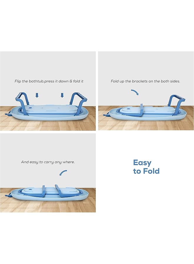 Nurtur Collapsible Baby/Kids Bathtub With Mini Swimming Pool Bather For Baby/Kids With Non Slip Design Newborn Bath Tub For Baby Light Blue - Image 3