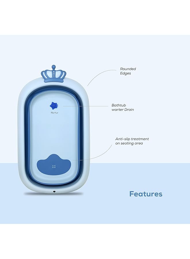 Nurtur Collapsible Baby/Kids Bathtub With Mini Swimming Pool Bather For Baby/Kids With Non Slip Design Newborn Bath Tub For Baby Light Blue - Image 2