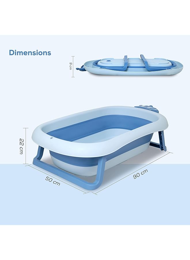 Nurtur Collapsible Baby/Kids Bathtub With Mini Swimming Pool Bather For Baby/Kids With Non Slip Design Newborn Bath Tub For Baby Light Blue - Image 4