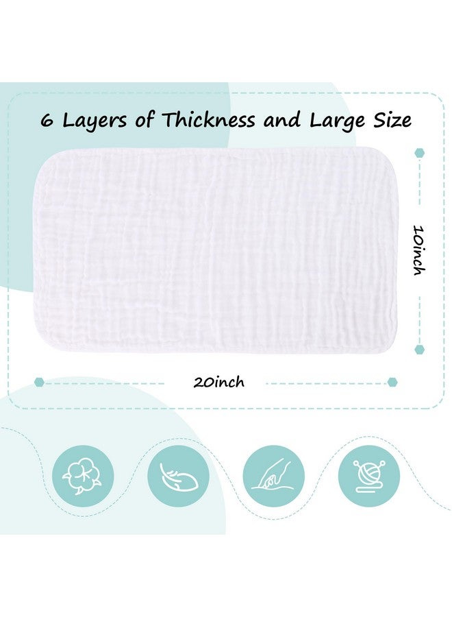 HIPHOP PANDA HIPHOP PANDA 10 Pack 6-Layers Muslin Burp Cloths Large - Durable 100% Cotton - Baby Essentials Extra Absorbent and Soft Boys & Girls Rags for Newborn Registry (White, 20" X10")  - Image 2