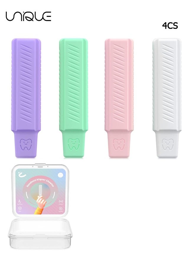 Unique - 4 Pack Aligner Chewies, Handheld Cute Aligner Chompers, Compatible with Invisalign Braces, Aligners, Retainers（White + Pink + Purple + Green） - Image 1