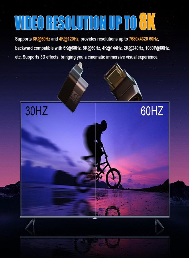 PANPEO 8K@60Hz Right Angle HDMI Adapter, 90 Degree and 270 Degree HDMI Adapter (2 Pack) - Image 4