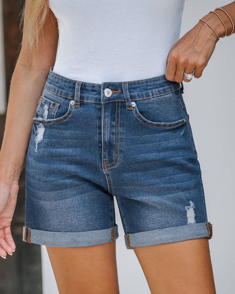 LookbookStore Womens Blue Jean Shorts Plus Size Stretchy Shorts for Nashville Trip After Dusk X-Large - Image 4