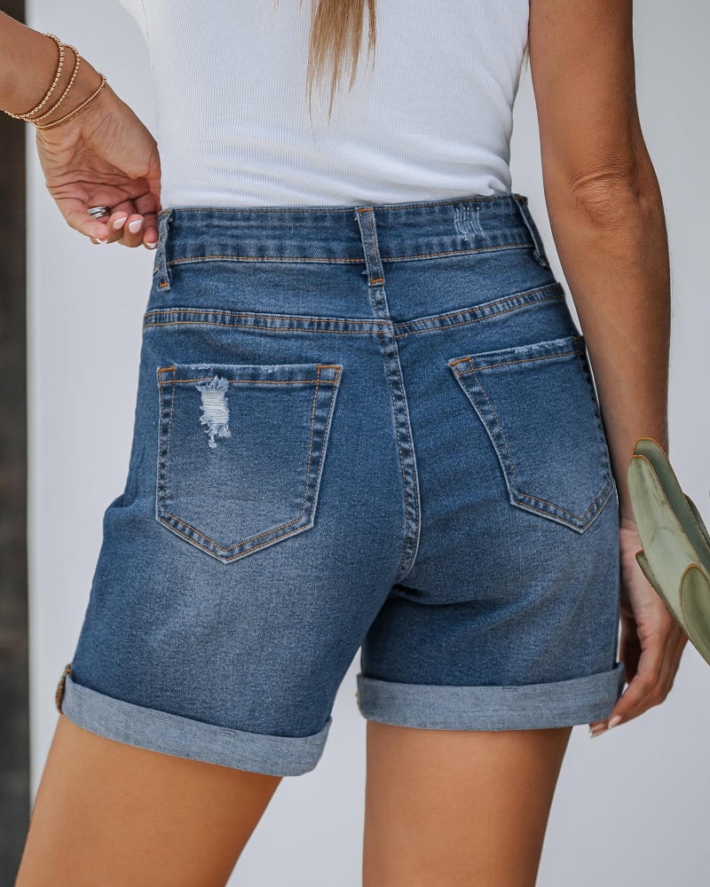 LookbookStore Womens Blue Jean Shorts Plus Size Stretchy Shorts for Nashville Trip After Dusk X-Large - Image 3
