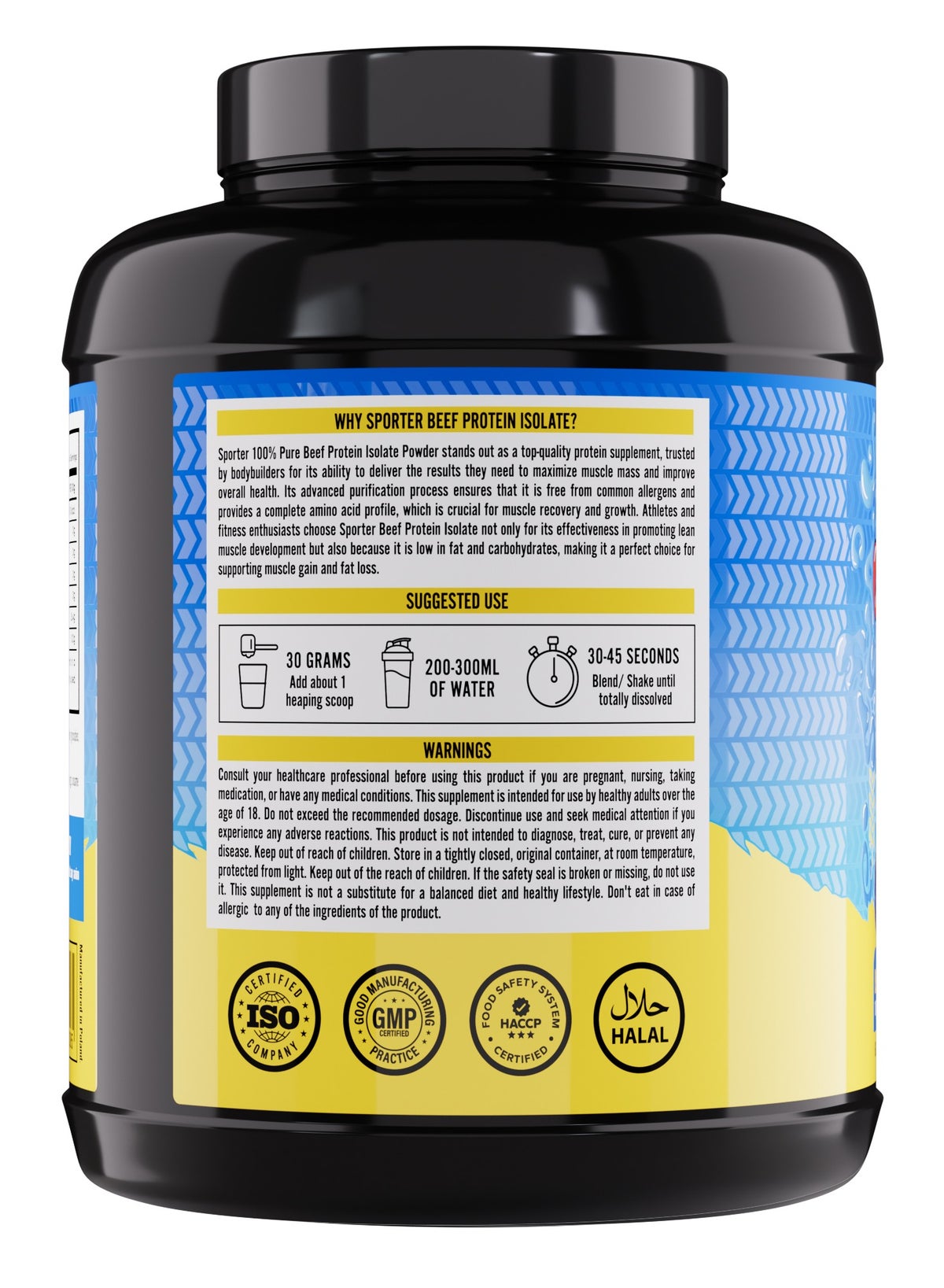 Sporter Beef Protein Isolate Blue Raspberry Powder 4lbs