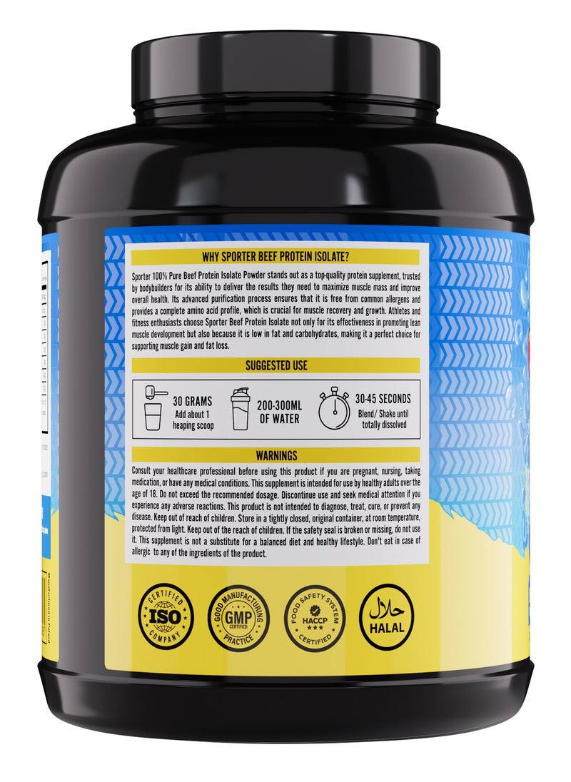 SPORTER Sporter Beef Protein Isolate – 60 Servings | 26.4g Pure Protein | Blue Raspberry Flavor | Zero Carbs, Sugar & Fat | Lactose-Free | Gut-Friendly | Post-Workout Muscle Support  - Image 3
