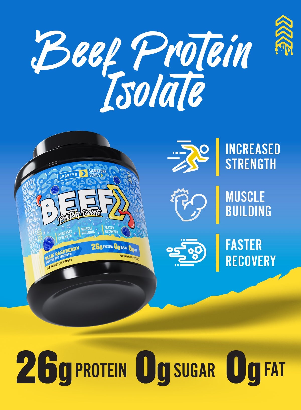 Sporter Beef Protein Isolate Blue Raspberry Powder 4lbs