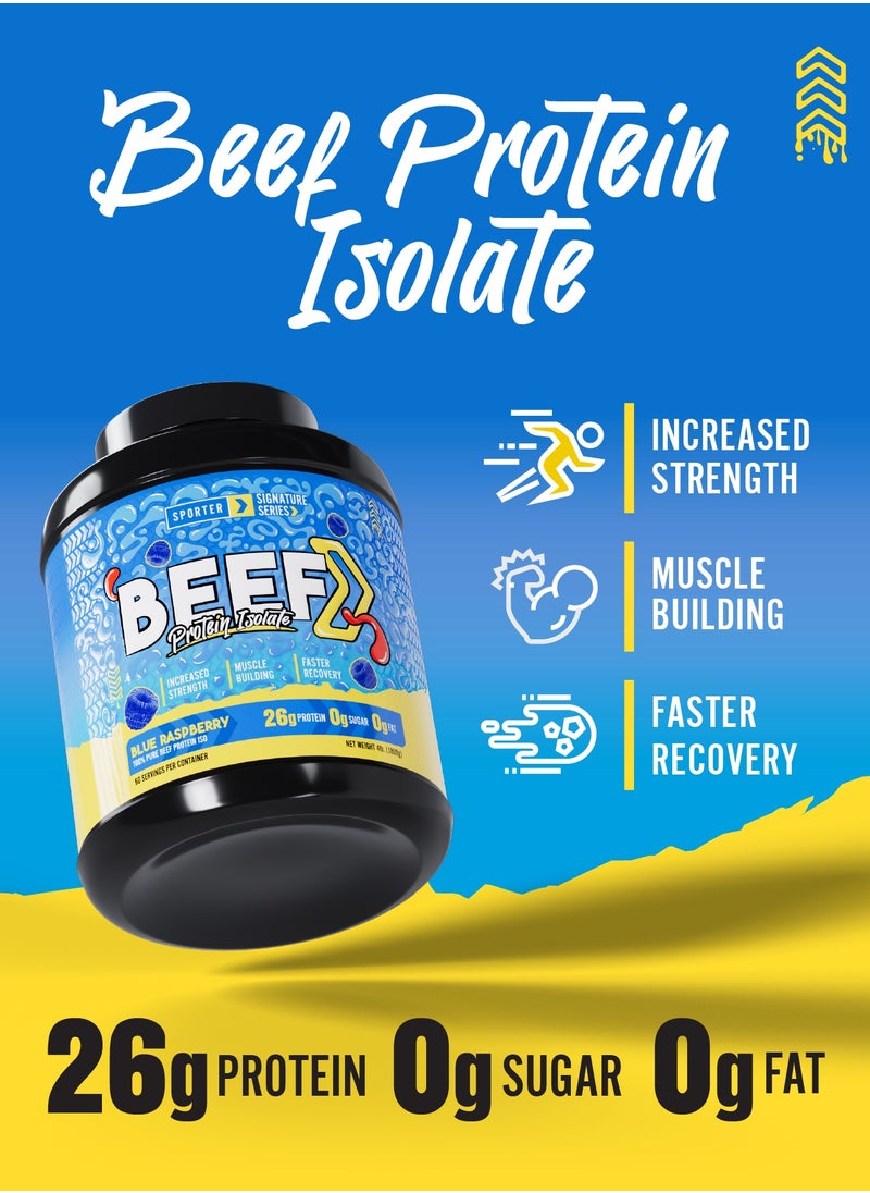 SPORTER Sporter Beef Protein Isolate – 60 Servings | 26.4g Pure Protein | Blue Raspberry Flavor | Zero Carbs, Sugar & Fat | Lactose-Free | Gut-Friendly | Post-Workout Muscle Support  - Image 4
